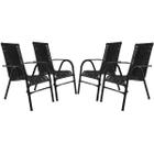 Conjunto 4 Cadeiras Bela, Artesanal, para área, varanda, edícula, fibra sintética - PANERO PRETO 04