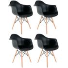 Conjunto 4 Cadeiras com Braços Eames Empório Tiffany Preto - Seatco