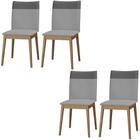 Conjunto 4 Cadeiras Cristal Linho com Pés de Madeira Maciça