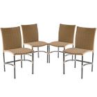 Conjunto 4 Cadeiras de Jantar Havaí em Fibra Sintética Trama Dupla Artesanal para Varanda, Edícula, Área Gourmet