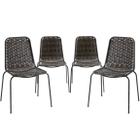 Conjunto 4 Cadeiras de Jantar Topázio Artesanal em Fibra Sintética para Área Gourmet, Edícula, Varanda - Pedra Ferro