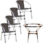 Conjunto 4 Cadeiras E Mesa De Alumínio Para Jardim, Cozinha, Edícula e Piscina