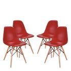 Conjunto 4 Cadeiras Eames Eiffel com pés de madeira - Vermelho