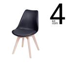 Conjunto 4 Cadeiras Saarinen Wood - Preta