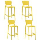 Conjunto 4 Cadeiras Tramontina Safira Alta Bar em Polipropileno e Fibra de Vidro Amarelo
