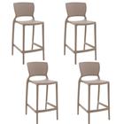 Conjunto 4 Cadeiras Tramontina Safira Alta Bar em Polipropileno e Fibra de Vidro Camurça