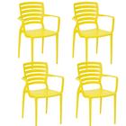 Conjunto 4 Cadeiras Tramontina Sofia em Polipropileno Encosto Horizontal e Braços Amarelo