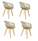 Conjunto 4 cadeiras Web Empório Tiffany Wood Creme