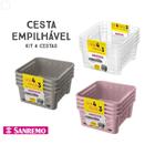 Conjunto 4 Cestas Organizadoras Empilháveis 746ml Sanremo