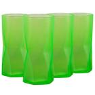 Conjunto 4 copos de vidro agua suco 465 ml neon verde resistente