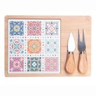 Conjunto 4 pçs para Queijo com Bandeja em Bambu e Tábua Ladrilho 20818 - Wolff