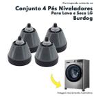 Conjunto 4 Pé Niveladores Cinzas Para Lava e Seca LG Burdog