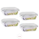 Conjunto 4 Pote 1040ml Hermético Vidro Marmita Com 4 Travas