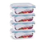 Conjunto 4 Pote Vidro Hermético Marmita Tampa Plástico 640ml