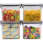 Conjunto 4 Potes P/ Armazenamento Multiúso Herméticos Organizadores Porta Mantimentos Transparente - Plasnorthon