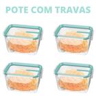 Conjunto 4 Potes Plástico Com Travas Empilháveis Marmita 537ml Sanremo Verde - Envio imediato