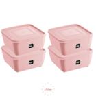 Conjunto 4 Potes Plastico Rosa Quadrado 5L  Gourmet