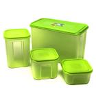 Conjunto 4 potes plásticos com tampa diferentes formatos Organização Cozinha Alimentos