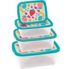Conjunto 4 Potes Retangulares Para Marmita Com Tampa Sem Bpa - Jaguar Plasticos