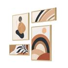 Conjunto 4 Quadros Decorativos Abstrato Boho Formas Bege