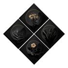 Conjunto 4 Quadros Flores Dark Arte Forma Geométrica