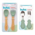 Conjunto 4 Talheres Infantil De Bambu Silicone Inox Introdução Alimentar Buba