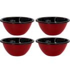 Conjunto 4 Tigelas Esmaltadas Ágata 500ml Bowls para Servir Esmaltados Silva Vermelho