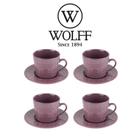 Conjunto 4 Xícaras Café Porcelana Com Pires Lilac 17592 - Wolff