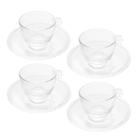 Conjunto 4 Xícaras de Café Cristal de Chumbo com Pires Pearl 80ml Wolff