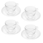 Conjunto 4 Xícaras de Café de Cristal com Pires Pearl 80ml - Wolff