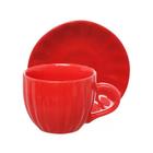 Conjunto 4 Xícaras de Chá com Pires Cerâmica Bella 90ml Vermelha JGXC083VM - Hauskraft