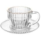 Conjunto 4 xícaras de cristal com pires para chá com fio de ouro Imperatriz Wolff 220 ml