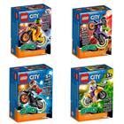 Conjunto 4x Motos LEGO City Stuntz - Motocicleta de Wheeling e Motocicletas de Acrobacias