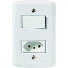 Conjunto 4x2 com 1 Interruptor Paralelo 10 A 250 V e 1 Tomada 2P+T 20 A 250 V Tramontina Lux2 Branco