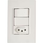 Conjunto 4x2 com 1 Interruptor Simples 10 A 250 V e 1 Tomada 2P+T 10 A 250 V Tramontina IzyFlat Branco