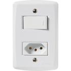 Conjunto 4x2 com 1 Interruptor Simples 10 A 250 V e 1 Tomada 2P+T 10 A 250 V Tramontina Lux2 Branco