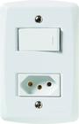 Conjunto 4x2 com 1 Interruptor Simples 10 A 250 V e 1 Tomada 2P+T 20 A 250 V Tramontina Lux2 Branco