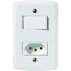 Conjunto 4x2 com 1 Interruptor Simples 10 A 250 V e 1 Tomada 2P+T 20 A 250 V Tramontina Lux2 Branco