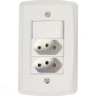 Conjunto 4x2 com 1 Interruptor Simples 10 A 250 V e 2 Tomadas 2P+T 10 A 250 V Tramontina Lux2 Branco