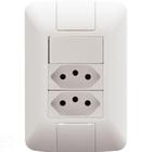 Conjunto 4x2 Com 1 Interruptor Simples 6 A 250 V E 2 Tomadas 2p+t 10 A 250 V Aria Em Bran