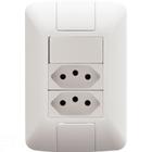 Conjunto 4x2 com 1 Interruptor Simples 6 A 250 V e 2 Tomadas 2P+T 20 A 250 V Tramontina Aria Branco
