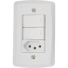 Conjunto 4x2 com 2 Interruptores Paralelos 10 A 250 V e 1 Tomada 2P+T 10 A 250 V Tramontina Lux2 Branco