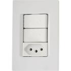 Conjunto 4x2 com 2 Interruptores Simples 10 A 250 V e 1 Tomada 2P+T 10 A 250 V Tramontina IzyFlat Branco