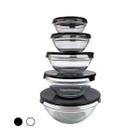 Conjunto 5 Bowls De Vidro Tampa Tigela Vasilha Redonda Pote