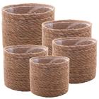 Conjunto 5 Cachepots de Fibra Natural com Forro de Plástico - Wolff