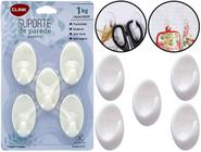 Conjunto 5 Ganchos Plásticos Oval Suporte Para Parede Vidro Porta Toalha Objetos Cozinha Banheiro