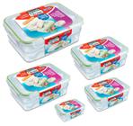 Conjunto 5 Potes 100%hermético Mantimentos Retangular - LigBrin