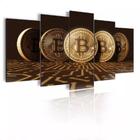 Conjunto 5 Quadros Bitcoin Cripto"