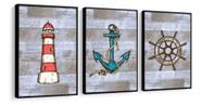 Conjunto 5 Quadros Decorativos Âncora Marinheiro Barco Mar Navio"