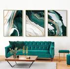 Conjunto 5 Quadros Decorativos Arte Moderno Verde Ouro"